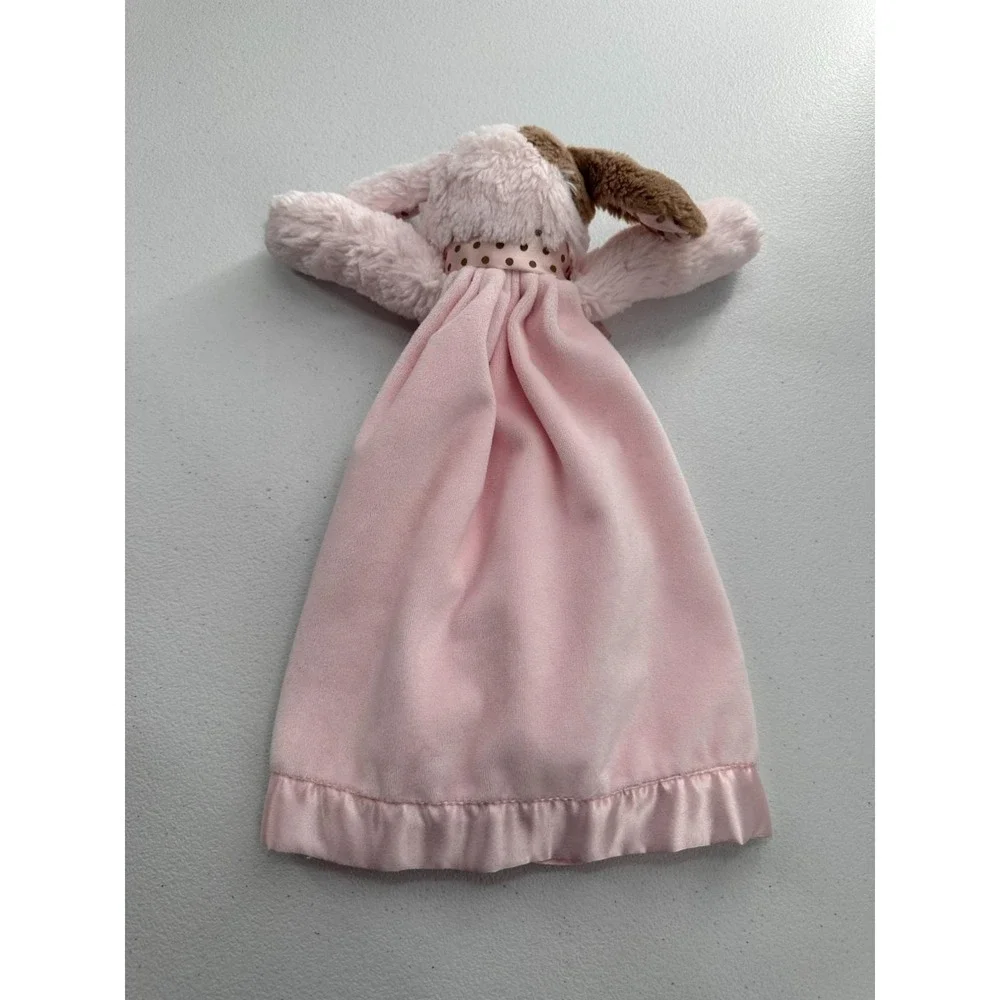 Bearington Baby Collection Pink Dog Security Blanket Lovey Wiggles Satin Girl‎